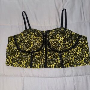 Black and Yellow Lace Bustier Top Size 2X